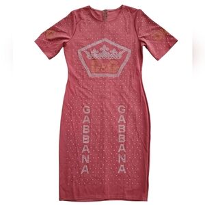 Dolce & Gabbana Red Midi Dress Crew Neck
